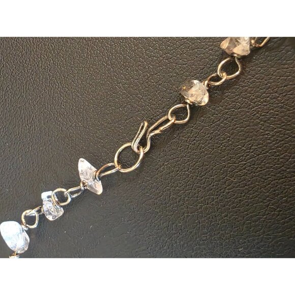Silver Bracelet With Clear Quartz Crystal Chips 7.5" Hook Clasp - Picture 5 of 6